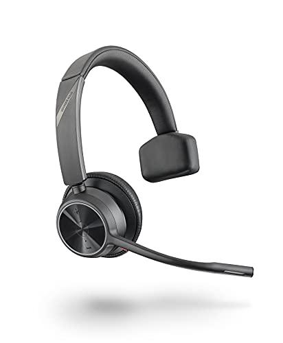 Poly – Voyager 4310 UC Wireless Headset (Plantronics) – Single-Ear Headset with Boom Mic – Connect to PC/Mac via USB-A Bluetooth Adapter, Cell Phone via Bluetooth – Works with Teams, Zoom & More