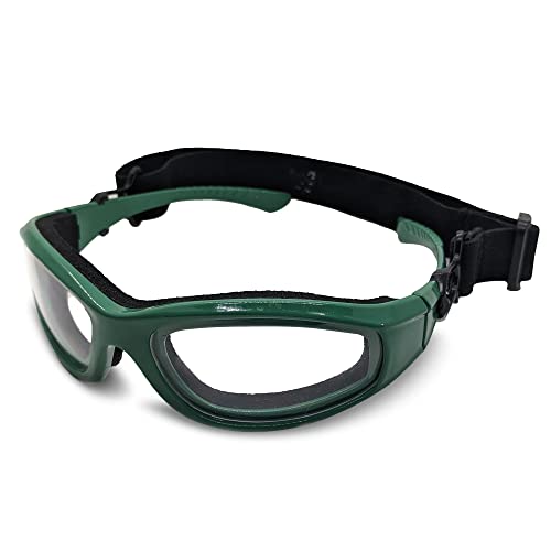 Fresh Menu Kitchen Onion Goggles with Adjustable Strap, Protective Eyewear for Onion Fumes, Splashing Oil, and Smoke, Clear, Anti-Glare Safety Goggles, Durable Frame with Foam Cushions, Green
