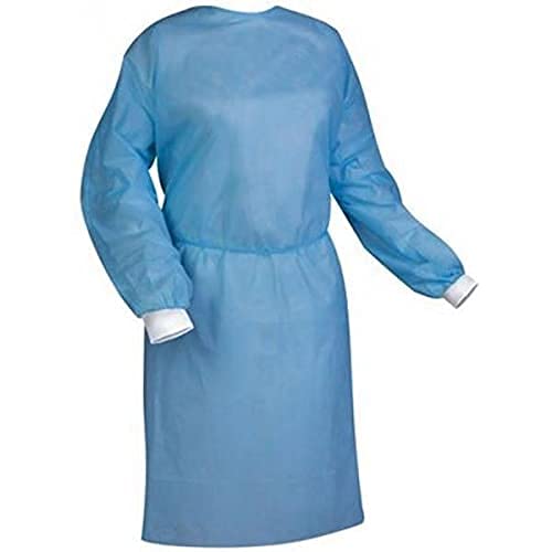10-Pack Disposable Isolation Gown, FDA Registered, CE Certified AAMI Level 2 PP & PE 30g, Fully Closed Double Tie Back, Elastic Knit Cuffs, Fluid Resistant, Unisex