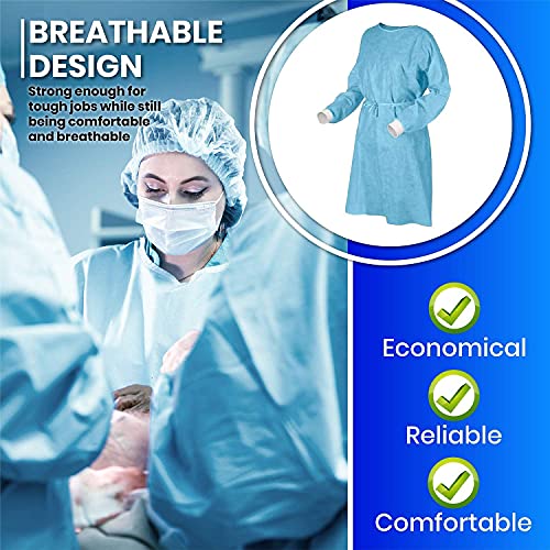 10-Pack Disposable Isolation Gown, FDA Registered, CE Certified AAMI Level 2 PP & PE 30g, Fully Closed Double Tie Back, Elastic Knit Cuffs, Fluid Resistant, Unisex | The Storepaperoomates Retail Market - Fast Affordable Shopping