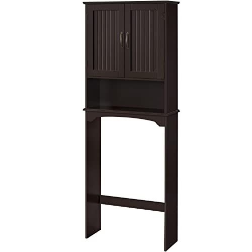 Yaheetech Over The Toilet Storage with 2 Doors & Adjustable Shelf, Free Standing Toilet Rack Wooden Space-Saving Collect Cabinet, Bathroom Furniture, 9Dx24.5Wx66H Inches, Espresso