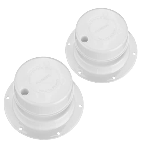 luxlead RV Plumbing Vent Caps – Camper Vent Cap Replacement for RV Trailer Camper Motorhome, RV Roof Sewer Vent Cover Caps Kit for 1 to 2 3/8 Inch Pipe – White-(2 Pack)