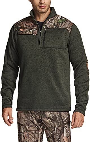 CQR Men’s Thermal Fleece Half Zip Pullover, Winter Outdoor Warm Sweater, Lightweight Long Sleeve Sweatshirt, Outdoor Half Zip Sweater Hunting Camo, XX-Large