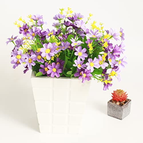 Outdoor Artificial Flowers Chrysanthemum for Courtyard Decor Small Daisies Plastic Greenery Shrubs Plants for Home Wedding Office Garden Decor(Dark Purple 6 Pack,3 Branches per Bunch)
