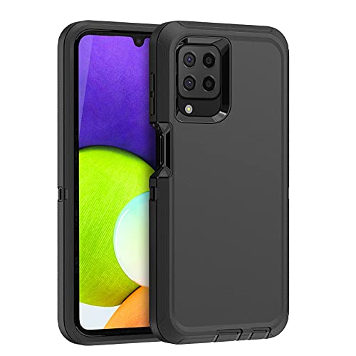 AICase for Samsung A22 4G Case, Heavy Duty Drop Protection Full Body Rugged Shockproof/Dust Proof 3-Layer Military Grade Tough Durable Protective Phone Cover for Samsung Galaxy A22 4G (2021) Black