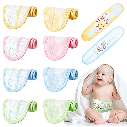 SATINIOR 8 Pieces Cartoon Cotton Baby Infant Umbilical Cord Belly Band Baby Belly Protector Soft Newborn Navel Belt for 0-12 Months Babies, 2 Styles
