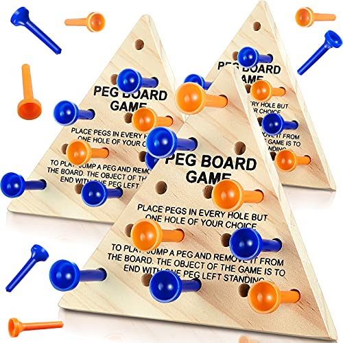 3 Packs Wooden Triangle Peg Games Triangle Wooden Board Game Family Board Game Wooden Strategy Toy Travel Games Teens and Adults Fun Learning Puzzles