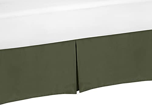 Sweet Jojo Designs Dark Green Boy Baby Crib Bed Skirt Nursery Dust Ruffle – Solid Color Hunter Forest Olive for Rustic Woodland Camo Deer Collection