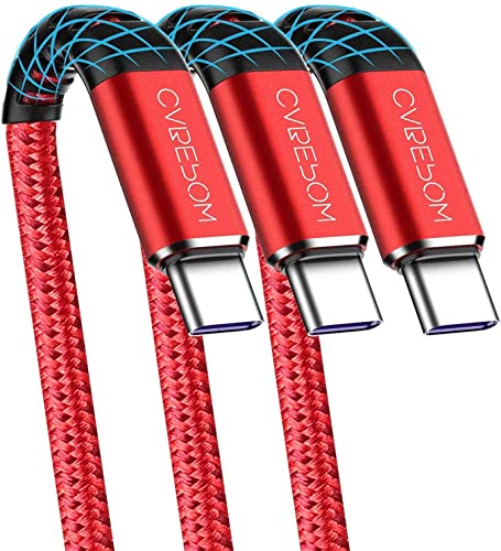 Cabepow USB A to Type C Cable, [3Pack] 6Ft Fast Charging 6 Feet USB Type C Cord for Samsung Galaxy A10/A20/A51/S10/S9/S8, 6 Foot Type C Charger Premium Nylon Braided USB Cable -Red