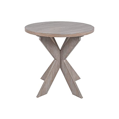 COZAYH Farmhouse Cross Leg end Table, French Country Accent Side Table for Family, Dinning or Living Room, Small Spaces, Modern, Round, Vintage Grey Finish. | The Storepaperoomates Retail Market - Fast Affordable Shopping