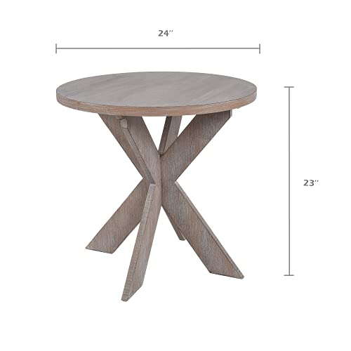 COZAYH Farmhouse Cross Leg end Table, French Country Accent Side Table for Family, Dinning or Living Room, Small Spaces, Modern, Round, Vintage Grey Finish. | The Storepaperoomates Retail Market - Fast Affordable Shopping