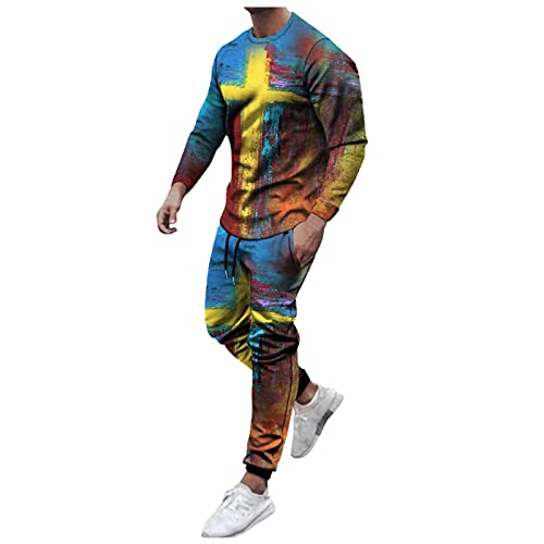 XXBR 2 Pieces Outfits Set for Mens, Street Faith Jesus Cross Printed Tracksuits Sports Crewneck Tee Tops Pants Set On Clea-rance Under 10 Dollars Sexy Fit Plus Size Elastic Stretchy Petite