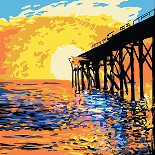 Plaid West Coast Pier Modern Kit, 14″ x 14″ Paint by Numbers for Adults and Kids, Easy-to-Follow DIY Crafts, Art Supplies with A Textured Finish, 17879
