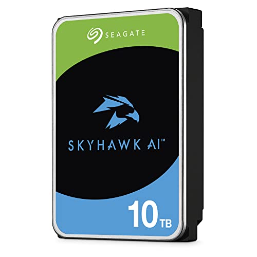 Seagate Skyhawk AI 10TB Video Internal Hard Drive HDD – 3.5 Inch SATA 6Gb/s 256MB Cache for DVR NVR Security Camera System with in-house Rescue Services (ST10000VEZ01)