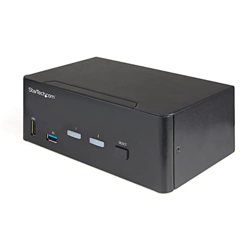 StarTech.com 2 Port Dual Monitor HDMI KVM Switch – 4K 60Hz Ultra HD HDR – Desktop 4K HDMI 2.0 KVM Switch with 2 Port USB 3.0 Hub (5Gbps) & 4x USB 2.0 HID, Audio – Hotkey Switching – TAA (SV231DHU34K6)