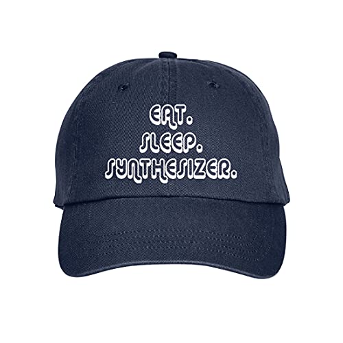 Press Fans – EAT Sleep Synthesizer Hat Baseball Cap Distressed Classic Polo Style Adjustable, w26 Navy Blue