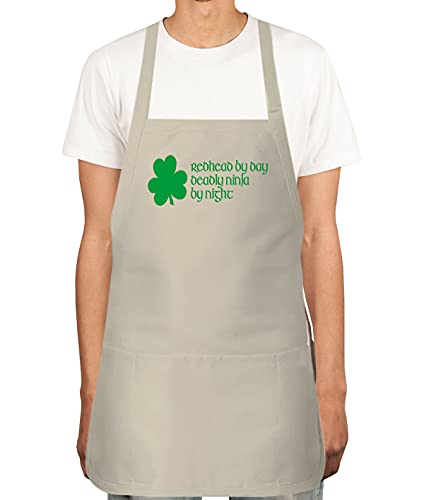 Press Fans – REDHEAD BY DAY DEADLY NINJA BY NIGHT Irish Ireland Apron for Men, Women with 2 Pockets – Adjustable Neck Strap, Chef BBQ Kitchen Cooking Apron t56 | The Storepaperoomates Retail Market - Fast Affordable Shopping