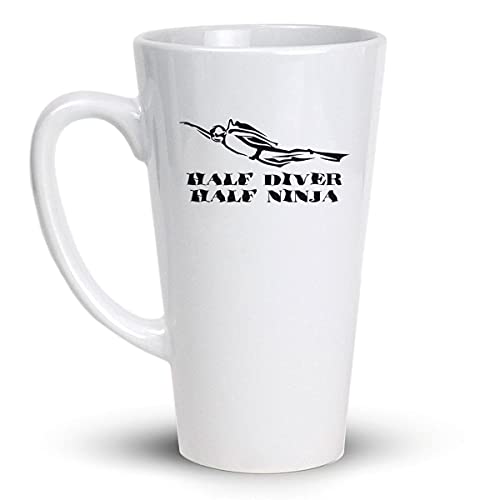Press Fans – HALF DIVER HALF NINJA Scuba Diving Diver Flag 17 Oz Large Latte Coffee Mug, l47