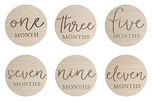 Little Pear Wooden Milestone Photo Cards, Baby Announcement Cards, Double Sided Photo Prop Monthly Milestone Discs, Pregnancy Journey Milestone Markers
