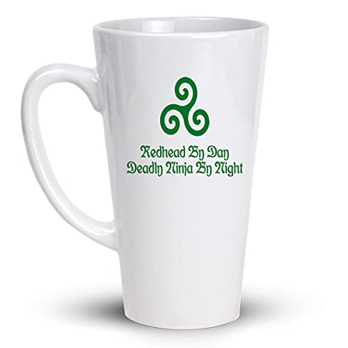 Press Fans – Redhead By Day Deadly NInja By NIght Irish Ireland 17 Oz Large Latte Coffee Mug, a99