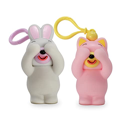 Jabber Ball Jabb-a-Boos Peek a Boo Stroller, Diaper Bag Toy Clip – Set of 2 Animals (White Bunny, Pink Cat)