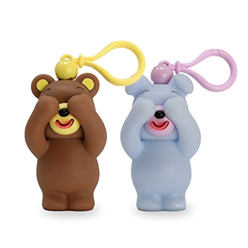 Jabber Ball Jabb-a-Boos Peek a Boo Stroller, Diaper Bag Toy Clip – Set of 2 Animals (Brown Bear, Blue Dog)