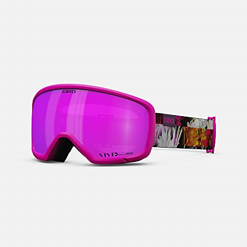 Giro Millie Asian Fit Ski Goggles – Snowboard Goggles for Women & Youth – Flower Data Mosh Strap with Vivid Pink Lens