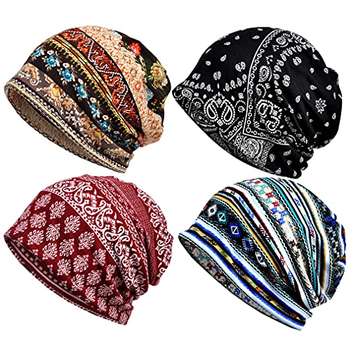 4 Pack Women’s Baggy Slouchy Beanie Chemo Hat Cap Scarf Headwear