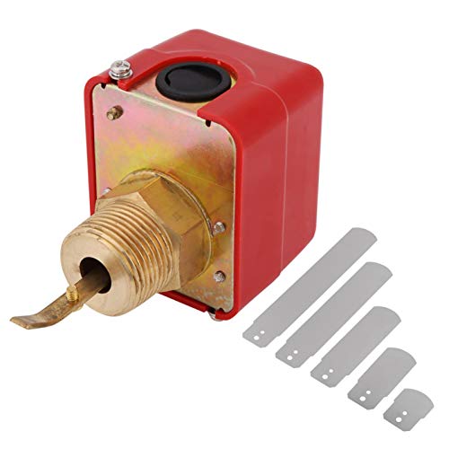 Brass Water Flow Switch, 1pc AC250V 10Bar Brass Water Flow Switch Paddle Control NPT Thread Connection Red