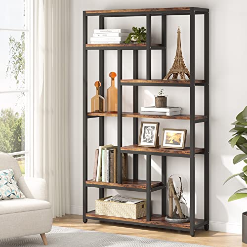 Tribesigns 79 Inch Extra Tall Bookshelf, 7-Tier Vintage Bookcase, Industrial 10-Shelf Open Storage Shelves Display Shelves Organizer for Home Office