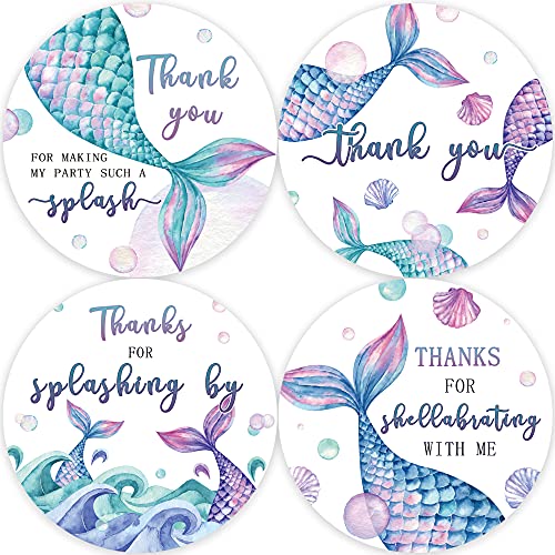 80 Mermaid Birthday Stickers, Mermaid Baby Shower Stickers, Under The Sea Party Favor Thank You Stickers(2 Inch)