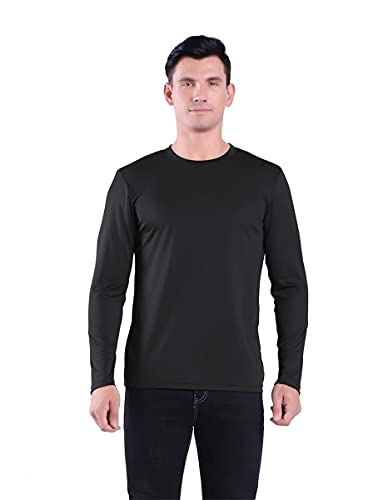 Quick Dry T Shirts for Men Long Sleeve UV Sun Protection Sport Moisture Wicking Athletic Tennis Tee,Black/XL