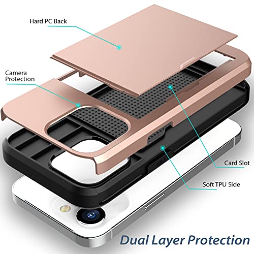 Zuslab Wallet Case Compatible with Apple iPhone 13 2021 Phone Case with Card Holder Shockproof Anti Scratch Cover with Tempered Glass Screen Protectors[x2Pack] Rose Gold | The Storepaperoomates Retail Market - Fast Affordable Shopping