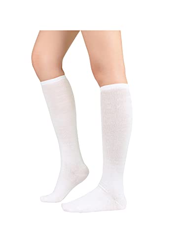 Century Star Knee High Socks for Womens Triple Stripe Tube Socks Athletic Thigh High Tights Sport Socks 1 Pack White One Size