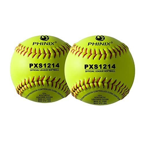 PHINIX Fast Pitch Softballs Cork Core for Practice, Competitions (PXS1214- 2Pack)