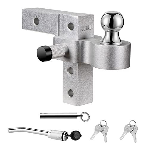 FULLHAUL Adjustable Trailer Hitch Ball Mount with Forged Aluminum Shank, Fits 2-Inch Receiver, 6″ Drop/Rise Hitch, 1-7/8″ Chrome Ball with Double Pin Key Locks, GTW of 7,500 lbs
