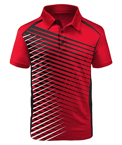 ZITY Golf Shirt for Men Short Sleeve Sports Polo Shirts Mesh Tennis T-Shirt 066-Bred-L