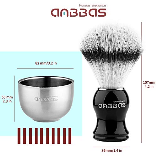 Anbbas Faux Badger Hair Shaving Brush and Bowl with Black ABS Space-Saving Style Soap Bowl and Brush Holders 4IN1 Shaving Set for Men Close Shave Kit | The Storepaperoomates Retail Market - Fast Affordable Shopping