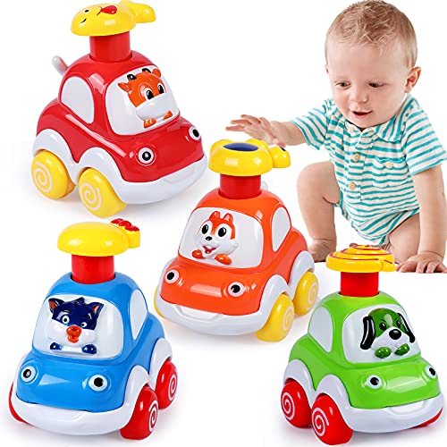 Baby Toy Cars for 1 Year Old Boy Gifts Press and Go Cartoon Truck Educational Toys for 2 Years Old Boy Pull Back Cars Toys for Toddlers 1-3 Baby Toys 12-18 Months Gifts for 1 2 3 Year Old Boys Girls