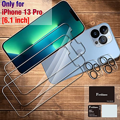 Ferilinso Designed for iPhone 13 Pro Screen Protector, 3 Pack HD Tempered Glass with 2 Pack Camera Lens Protector, Case Friendly, 9H Hardness, Bubble Free, 5G 6.1 Inch, easy installation | The Storepaperoomates Retail Market - Fast Affordable Shopping
