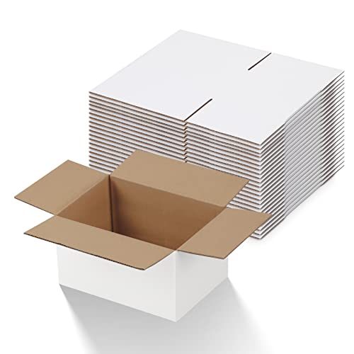Calenzana 7x5x4 Inches Shipping Boxes Pack of 25, White Cardboard Corrugated Box for Mailing Packing and Storage