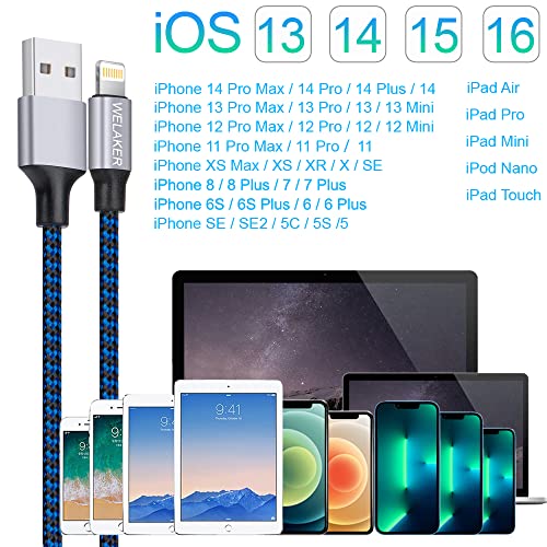 iPhone Charger, WELAKER Nylon Braided 5Pack 6ft Lightning Cable [Apple MFi Certified] Fast Charging High Speed Data Sync Phone Cord Compatible with iPhone 14 13 12 11 Pro Max XS XR XS X Plus iPad Mini | The Storepaperoomates Retail Market - Fast Affordable Shopping