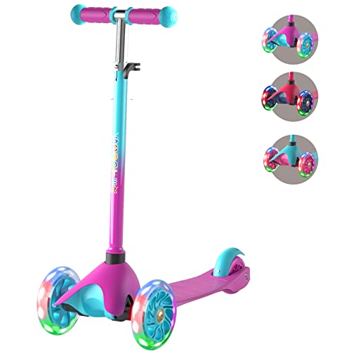 FAYDUDU Toddler Scooter for Kids Ages 2-5 Adjustable Height 3 Wheel Scooters for Toddlers 2 Year Old Boys Girls Scoote with Light Up