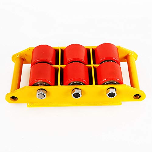 Industrial Machinery Mover with 360°Rotating Cover 17600lbs 8T Dolly Skateboard Dolly Ice Skating Machinery Roller Mobile Cargo Trolley Yellow Industrial Mechanical Porters