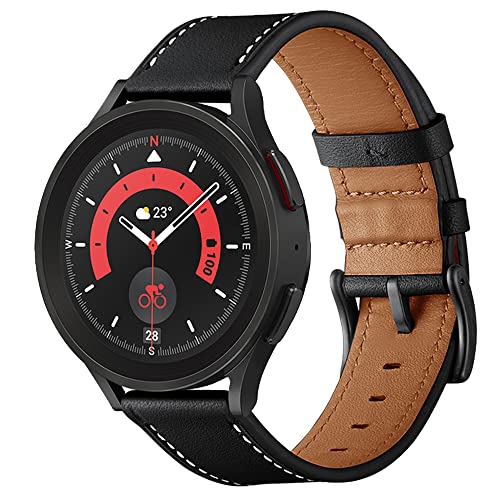 Leather Bands Compatible with Samsung Galaxy Watch 5 pro Band 45mm Galaxy Watch 5 Band 40mm 44mm Galaxy Watch 4 Band 2021 Galaxy Watch 4 Classic Band 42mm 46mm Men Women