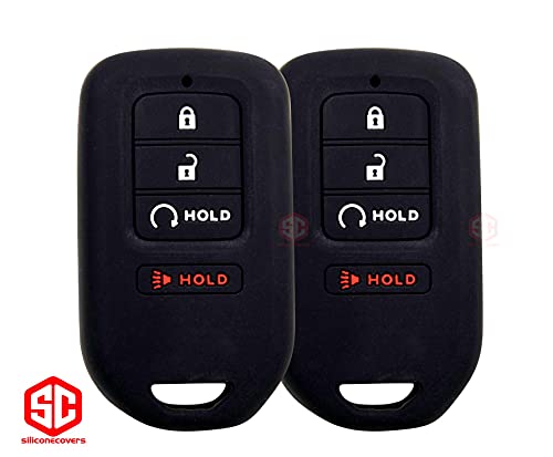 SiliconeCovers 2x New Key Fob Remotes 4 Buttons Silicone Cover Fit For Select Honda Vehicles (Black)