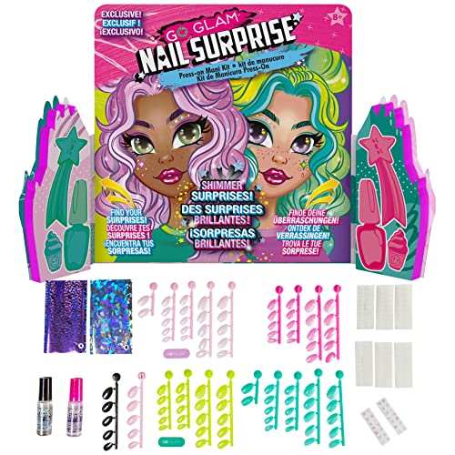 Cool Maker, GO Glam Nail Surprise Shimmer Exclusive Manicure Set with 2 Press on Nails Styles and More, Nail Kit Kids Toys for Ages 8 and up
