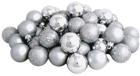 Maerskye Christmas Ball Ornaments shatterproof,23pcs Mini Silver Satin Shiny and Glitter Finish Bulb for Christmas,Party (Silver)¡­