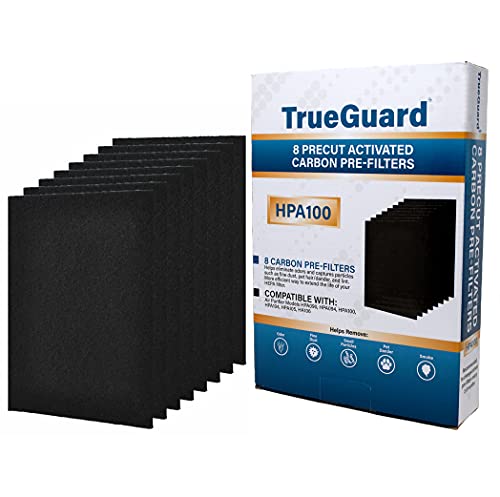 TRUEGUARD Air Purifier Replacement Pre-Filters for HPA100 Series | 8 Pack of Pre-Cut Activated Carbon Prefilters | Precision Fit for Honeywell Models HPA090, HPA094, HPA100, HPA104, HA106 & More.