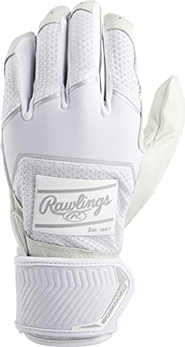 Rawlings | Workhorse Baseball Batting Gloves | Compression Strap | Adult X-Large | White